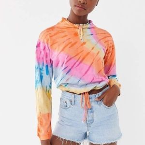 UO rainbow crop tie dye sweatshirt hoodie